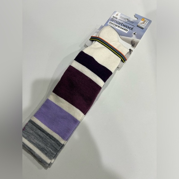 Smartwool Women's Large Snowboard OTC Socks Targeted Cushion White Purple NWT - Picture 1 of 7